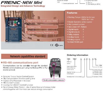 Picture of Compact Inverter-Frenic (Frenic Mini)-Power Supply Voltage:200VAC, Single Phase, Applicable Standard Motor:0.2kW, Rated Output Current:1.5A